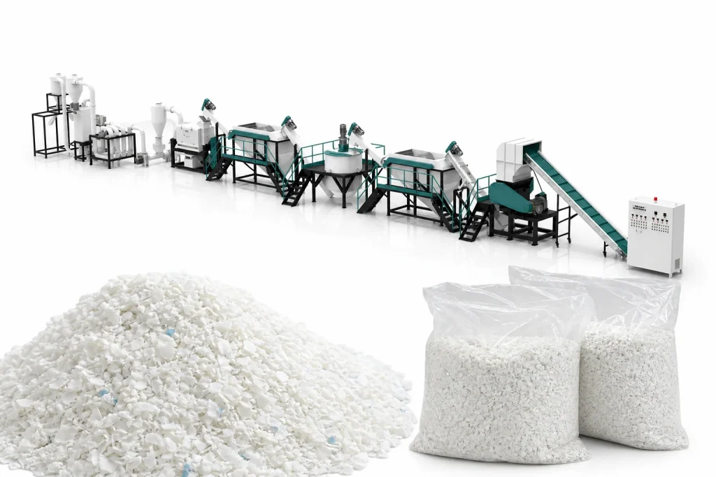 Complete HDPE milk bottle washing line with clean HDPE flake output