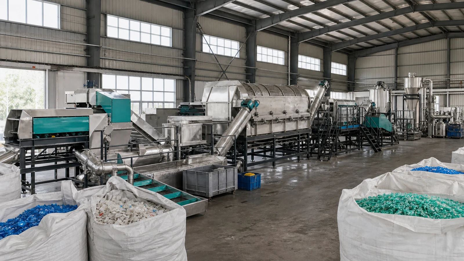 Plastic recycling washing line